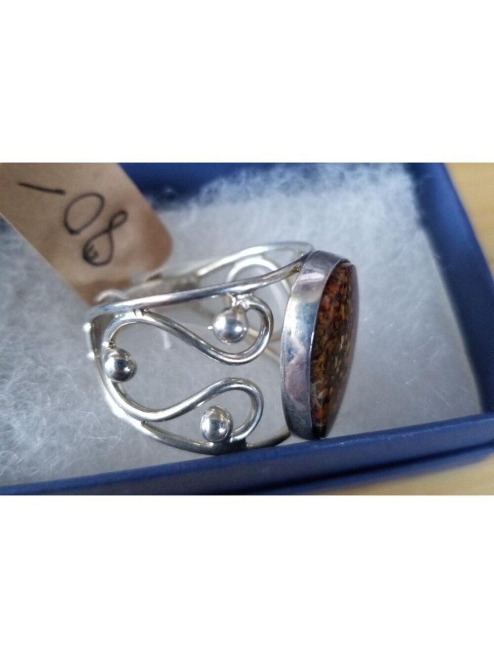 Ring Poppy Jasper 50 ct 10 Gr Size 13 1/2 10 mm x 20 mm Fran Harr 925 Silver - Picture 3 of 9
